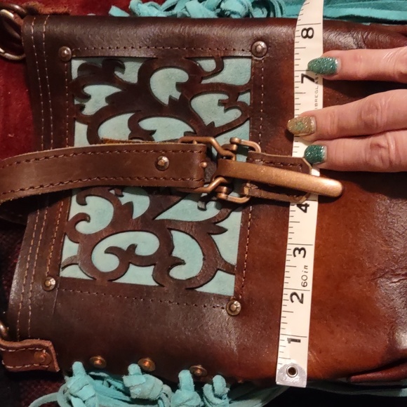 Custom made cow leather fringe bag. - Picture 12 of 16